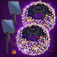 2Pack 200Ft Halloween Solar String Lights For Outside 600 Led Extrabright Solar Light Outdoor With 19 Modes Timer Waterpro