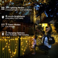 2Pack 200Ft Solar String Lights For Outside 600 Led Extrabright Solar Light Outdoor With 19 Modes Timer Waterproof Fairy S