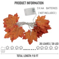 Dazzle Bright 2 Pack Thanksgiving Maple Leaf String Lights Total 20Ft 40 Led Battery Operated Lighted Fall Leaves Garland Than