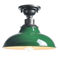 Samteen 12Inch Industrial Semi Flush Mount Ceiling Light Green Barn Light Ceiling Mount Farmhouse Flush Mount Light Fixture For