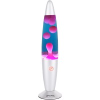 Opulars Liquid Motion Lamp Magma Lamps For Adults And Kids 135Inch Silver Base Lamp With Purple Wax In Blue Liquid Night Lig