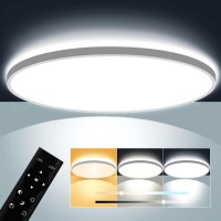 Litren 16 Inch Flush Mount Ceiling Light With Remote Timer Backlight Night Light Hardwired 36W 3700Lm Modern Ceiling Lamp Dimm