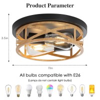 Sewterolyn Wood Grain Flush Mount Ceiling Light Fixture 2Light Industrial Farmhouse Ceiling Light Fixture Wood Finish Light Fix