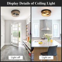 Sewterolyn Wood Grain Flush Mount Ceiling Light Fixture 2Light Industrial Farmhouse Ceiling Light Fixture Wood Finish Light Fix