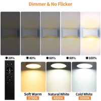 Blueye Battery Operated Wall Sconce Remote Control Soft Warm 2700K6000K Cast Aluminum Rechargeable 50W Equivalent Lamp No Flick