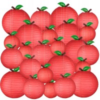 Youdaju 24Pcs Apple Paper Lanterns Fruit Hanging Paper Lanterns Back To School Classroom Decorations Red Paper Apple Decoratio