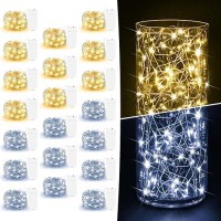 20 Pack Fairy Lights Battery Operated 7Ft 20 Led Mini Fairy String Lights Waterproof Copper Wire Firefly Starry Lights For Weddi