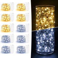 10 Pack Fairy Lights Battery Operated 7Ft 20 Led Twinkle Lights Copper Wire Mini String Lights Firefly Lights For Mason Jars D