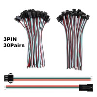 Visdoll 30 Pairs Jst Sm 3 Pin Connectors 15Cm 20Awg Wire Femalemale Led Connector For Ws2812B Ws2811 Ws2812 Ws2814 Sk6812 Cct L