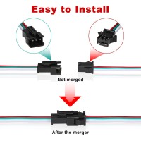 Visdoll 30 Pairs Jst Sm 3 Pin Connectors 15Cm 20Awg Wire Femalemale Led Connector For Ws2812B Ws2811 Ws2812 Ws2814 Sk6812 Cct L