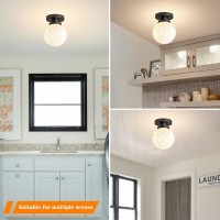 Daunton Semi Flush Mount Ceiling Light Modern Globe Milk Glass Ceiling Light Fixture Vintage Small Black Hallway Light Fixture