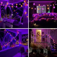 Lorryte 2Pack 100 Led 64Ft Purple And Orange Solar Halloween Lights Outdoor Waterproof Solar Globe String Lights With 8 Lighti