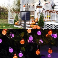 Lorryte 2Pack 100 Led 64Ft Purple And Orange Solar Halloween Lights Outdoor Waterproof Solar Globe String Lights With 8 Lighti