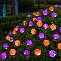 Lorryte 2Pack 100 Led 64Ft Purple And Orange Solar Halloween Lights Outdoor Waterproof Solar Globe String Lights With 8 Lighti