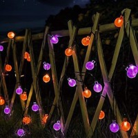 Lorryte 2Pack 100 Led 64Ft Purple And Orange Solar Halloween Lights Outdoor Waterproof Solar Globe String Lights With 8 Lighti