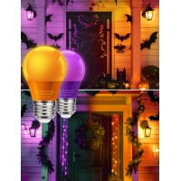 Unilamp Led Orange Purple Light Bulbs For Outdoor Indoor Halloween Decoration 5W 40W Replacement E26 Colored Light Bulbs Outsi