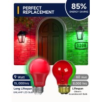 Red And Green Light Bulbs 9W A19 Led Christmas Light Bulbs E26 Red Light Bulbs Green Light Bulbs 60W Equivalent Color Light