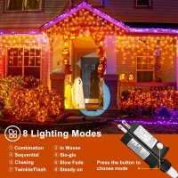 33Ft Orange Halloween Lights Outdoor 400 Led Icicle Lights For Outside Indoor Christmas Lights With Connectable Clear Wire 8 Mo