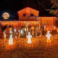 33Ft Orange Halloween Lights Outdoor 400 Led Icicle Lights For Outside Indoor Christmas Lights With Connectable Clear Wire 8 Mo