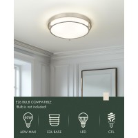 Cargifak 16 Inch Close To Ceiling Light Fixtures Brushed Nickel Farmhouse Ceiling Light With 3 Light For Laundry Kitchen Bedroo