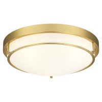 Cargifak 16 Inch Flush Mount Light Fixture 3Light Modern Ceiling Light With Polished Gold Finish For Hallway Kitchen Laundry B