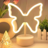 Vifulin Butterfly Neon Sign Warm White Neon Light Usbbattery Operated Butterfly Led Signs Night Lights Room Decor For Girls Be