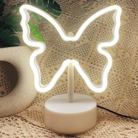 Vifulin Butterfly Neon Sign Warm White Neon Light Usbbattery Operated Butterfly Led Signs Night Lights Room Decor For Girls Be