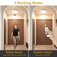 Toowell Rechargeable Motion Sensor Light With Remote 8000Mah Battery Operated Ceiling Light Wireless Closet Light Indoor For