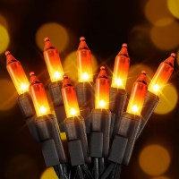 Cxlho Halloween Lights Orange Lights 25Ft 100 Count Incandescent Connectable Fall Lights 120V Ul Listed Waterproof Halloween D