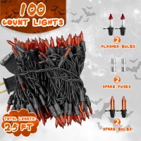 Cxlho Halloween Lights Orange Lights 25Ft 100 Count Incandescent Connectable Fall Lights 120V Ul Listed Waterproof Halloween D