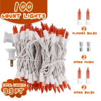 Cxlho Halloween Lights Orange Lights 33Ft 100 Count Incandescent Connectable Fall Lights 120V Ul Listed Waterproof Halloween D