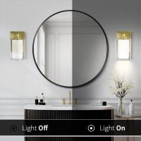 Bathroom Wall Sconces Set Of 2 Gold Double Clear Glass Shade Modern Vanity Lights Indoor Farmhouse Wall Lights For Bedroom Livin