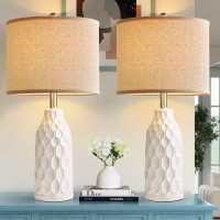 Bzzmmb White Lamps Set Of 2 268 Ceramic Table Lamps For Living Room End Tables Modern Lamps For Nightstand Bulb Not Includ