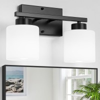 Capaaobc 2 Light Bathroom Light Fixtures Matte Black Vanity Lights For Bathroom Modern Bathroom Lights Over Mirror With Milky