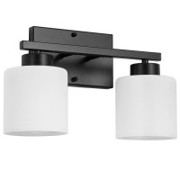 Capaaobc 2 Light Bathroom Light Fixtures Matte Black Vanity Lights For Bathroom Modern Bathroom Lights Over Mirror With Milky