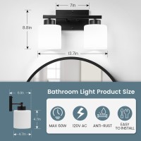 Capaaobc 2 Light Bathroom Light Fixtures Matte Black Vanity Lights For Bathroom Modern Bathroom Lights Over Mirror With Milky