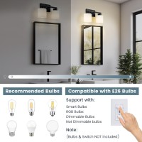 Capaaobc 2 Light Bathroom Light Fixtures Matte Black Vanity Lights For Bathroom Modern Bathroom Lights Over Mirror With Milky