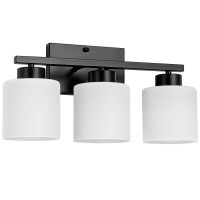 Capaaobc 3 Light Bathroom Vanity Light Black Bathroom Light Fixture Modern Vanity Lights For Bathroom With Milky White Glass S