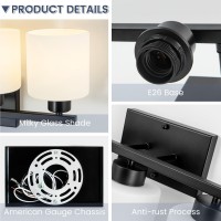 Capaaobc 3 Light Bathroom Vanity Light Black Bathroom Light Fixture Modern Vanity Lights For Bathroom With Milky White Glass S