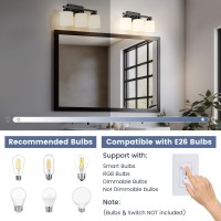 Capaaobc 3 Light Bathroom Vanity Light Black Bathroom Light Fixture Modern Vanity Lights For Bathroom With Milky White Glass S