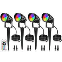 12W Rgbw Color Changing Landscape Lights Low Voltage Led Landscape Lighting Remote Control Spotlight Outdoor Waterproof Garde