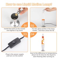 Opulars Liquid Motion Lamp Magma Lamps For Adultskids 135Inch Silver Base Lamp Colormax Volcanic With Orange Wax In Clear Li