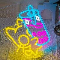 Cat Neon Sign Bubble Tea Neon Light Colorful Led Neon Sign For Wall Decor Boba Tea Led Neon Light For Bedroom Bar Coffee Dessert