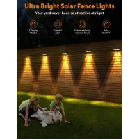 Solar Fence Lights Warm White Cold White Mixed Color 3 Modes Bright Lens Led Dusk To Dawn Deck Light Fence Solar Lights Ou