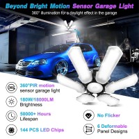 Kpbotl 2 Pack Motion Sensor Garage Lights 18000Lm Super Bright Motion Sensor Light Bulbs Indoor 180W Deformable Garage Light Cei