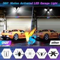 Kpbotl 2 Pack Motion Sensor Garage Lights 18000Lm Super Bright Motion Sensor Light Bulbs Indoor 180W Deformable Garage Light Cei