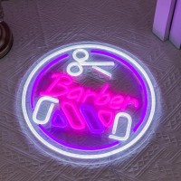 Barber Neon Sign For Barber Shop Decor Colorful Neon Light Round Led Neon Sign Usb Powerd Led Neon Light For Decorating Barber S