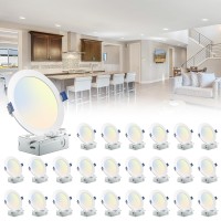 Neoism 12 Pack 6 Inch Led Recessed Ceiling Light With Junction Box 6Cct 1100Lm Brightness Canless Wafer Dimmable Downlight 12W