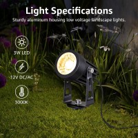 Sunvie 3W Low Voltage Landscape Lighting Led Landscape Spotlights With Connectors Waterproof Low Voltage Landscape Lights 3000K