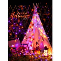 Minetom Solar Halloween Lights Outdoor 40Ft 100 Led Halloween String Lights With 8 Modes Halloween Decoration Outdoor Waterpr